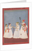 Prince with Four Attendants, late 18th-early 19th century by Sri Prathi Singh of Ratlam