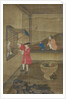 European Couple and Child Playing with Parrot, 18th century by Unknown