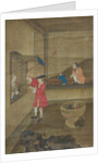 European Couple and Child Playing with Parrot, 18th century by Unknown