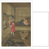 European Couple and Child Playing with Parrot, 18th century by Unknown
