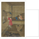 European Couple and Child Playing with Parrot, 18th century by Unknown
