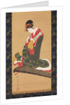 Woman Putting on Finger Plectrums to Play the Koto, early 19th century by Utagawa Toyohiro