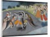 Krishna Subduing Kaliya, the Snake Demon: Folio from a Bhagavata Purana Series , ca. 1785 by Unknown
