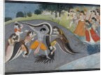 Krishna Subduing Kaliya, the Snake Demon: Folio from a Bhagavata Purana Series , ca. 1785 by Unknown