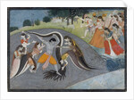 Krishna Subduing Kaliya, the Snake Demon: Folio from a Bhagavata Purana Series , ca. 1785 by Unknown