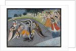 Krishna Subduing Kaliya, the Snake Demon: Folio from a Bhagavata Purana Series , ca. 1785 by Unknown
