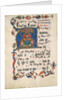 Manuscript Leaf with Initial A, from an Antiphonary, ca. 1425-50 by Unknown