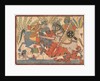 Harishchandra and his Minister Killing a Tiger folio from a Harishchandra Series, 1800-1850 by Unknown