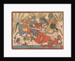 Harishchandra and his Minister Killing a Tiger folio from a Harishchandra Series, 1800-1850 by Unknown