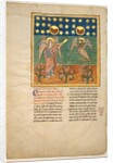 Leaf from a Beatus Manuscript: the Fourth Angel Sounds the Trumpet and an Eagle…, ca. 1180 by Unknown