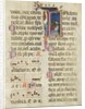 Manuscript Leaf with King David in an Initial I, from a Psalter, early 15th century by Unknown