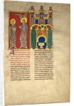 Leaf from a Beatus Manuscript: the Angel of the Church of Sardis with Saint John, ca. 1180 by Unknown