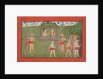 Lakshmana and Sugriva Being Carried by Palanquin to Receive Rama's Blessings…, ca. 1710-25 by Unknown