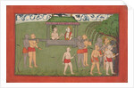 Lakshmana and Sugriva Being Carried by Palanquin to Receive Rama's Blessings…, ca. 1710-25 by Unknown