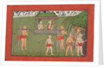 Lakshmana and Sugriva Being Carried by Palanquin to Receive Rama's Blessings…, ca. 1710-25 by Unknown