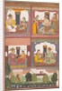 Four Love Scenes and a Landscape: Page from a Dispersed Raskapriya, ca. 1700 by Unknown