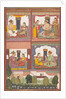 Four Love Scenes and a Landscape: Page from a Dispersed Raskapriya, ca. 1700 by Unknown