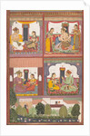 Four Love Scenes and a Landscape: Page from a Dispersed Raskapriya, ca. 1700 by Unknown