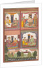 Four Love Scenes and a Landscape: Page from a Dispersed Raskapriya, ca. 1700 by Unknown