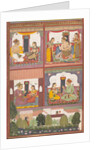 Four Love Scenes and a Landscape: Page from a Dispersed Raskapriya, ca. 1700 by Unknown