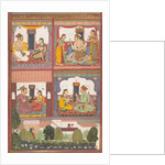Four Love Scenes and a Landscape: Page from a Dispersed Raskapriya, ca. 1700 by Unknown