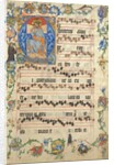 Bifolium with Christ in Majesty in an Initial A, from an Antiphonary, ca. 1405 by Unknown