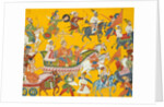 King Dasaratha and His Retinue Proceed to Rama's Wedding: Folio from the Shangri…, ca. 1690-1710 by Unknown
