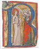 Manuscript Illumination with the Annunciation in an Initial R, from a Gradual, ca. 1300 by Unknown