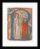 Manuscript Illumination with the Annunciation in an Initial R, from a Gradual, ca. 1300 by Unknown