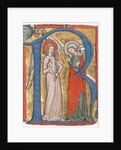 Manuscript Illumination with the Annunciation in an Initial R, from a Gradual, ca. 1300 by Unknown