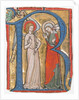 Manuscript Illumination with the Annunciation in an Initial R, from a Gradual, ca. 1300 by Unknown