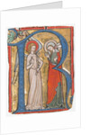 Manuscript Illumination with the Annunciation in an Initial R, from a Gradual, ca. 1300 by Unknown