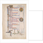 Manuscript Leaf with June Calendar, from a Royal Psalter, 13th century by Unknown