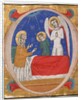 Manuscript Illumination with Tobit, Tobias, and the Archangel Raphael in an Initial O…, mid-14th c by Unknown
