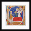 Manuscript Illumination with Tobit, Tobias, and the Archangel Raphael in an Initial O…, mid-14th c by Unknown