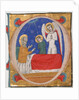 Manuscript Illumination with Tobit, Tobias, and the Archangel Raphael in an Initial O…, mid-14th c by Unknown