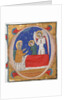 Manuscript Illumination with Tobit, Tobias, and the Archangel Raphael in an Initial O…, mid-14th c by Unknown