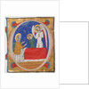 Manuscript Illumination with Tobit, Tobias, and the Archangel Raphael in an Initial O…, mid-14th c by Unknown