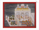 Maharana Ari Singh with His Courtiers Being Entertained at the Jagniwas Water Palace, dated 1767 by Bhima