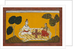Shiva and Parvati Playing Chaupar: Folio from a Rasamanjari Series, dated 1694-95 by Devidasa of Nurpur