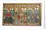 Predella pane with Saint Bridget, Saint Christopher, and Saint Kilian from Retable, 15th century by Domingo Ram