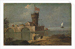 Capriccio with a Circular Tower, Two Houses, and a Bridge, 18th century by Unknown