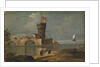 Capriccio with a Circular Tower, Two Houses, and a Bridge, 18th century by Unknown