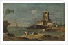 Capriccio with a Square Tower and Two Houses, 18th century by Unknown