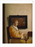 A Young Woman Reading by Johannes Vermeer (imitator of)