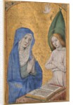 Manuscript Leaf with the Annunciation from a Book of Hours, ca. 1485-90 by Jean Bourdichon