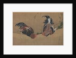 Gamecocks, dated 1838 by Hokusai