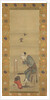 Woman Spinning Silk, dated 1790 by Hokusai