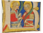 Manuscript Leaf Cutting Showing an Illumiated Initial R with St. Protasius and St. Gervasius, mid-15 by Olivetan Master
