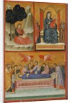 Saint John on Patmos, Madonna and Child Enthroned, and Death of the Virgin; The Crucifixion by Pacino di Bonaguida
